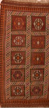 Afghan Kilim Red Runner 10 to 12 ft Wool Carpet 109894