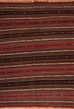 Afghan Kilim Red Rectangle 6x9 ft Wool Carpet 109987