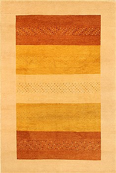 Indian Gabbeh Beige Rectangle 7x10 ft Wool Carpet 11057