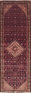 Hamedan Red Runner Hand Knotted 3'5" X 10'1"  Area Rug 100-11475