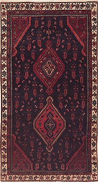 Hamedan Red Hand Knotted 3'9" X 7'3"  Area Rug 100-11483