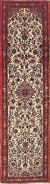 Persian Hamedan Beige Runner 10 to 12 ft Wool Carpet 11574