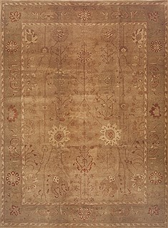 Indian Agra Brown Rectangle 10x13 ft Wool Carpet 11791