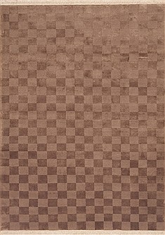 Indian Indo-Tibetan Brown Rectangle 6x9 ft Wool Carpet 11837