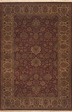 Indian Jaipur Red Rectangle 6x9 ft Wool Carpet 11870