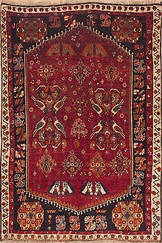 Persian Shiraz Red Rectangle 5x8 ft Wool Carpet 11916