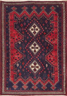 Afshar Red Hand Knotted 5'3" X 7'5"  Area Rug 100-11917