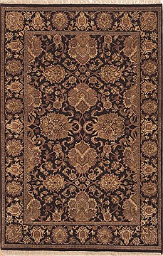Indian Jaipur Black Rectangle 4x6 ft Wool Carpet 11985
