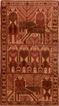 Afghan Baluch Beige Rectangle 3x5 ft Wool Carpet 110126