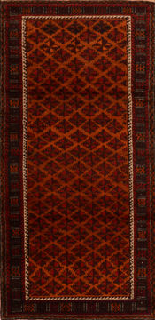 Baluch Orange Hand Knotted 3'7" X 6'2"  Area Rug 100-110132