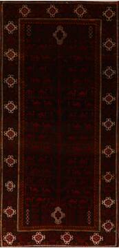 Baluch Brown Runner Hand Knotted 3'5" X 6'7"  Area Rug 100-110134