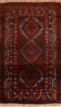 Afghan Baluch Red Rectangle 4x6 ft Wool Carpet 110141