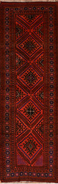 Baluch Red Runner Hand Knotted 4'1" X 12'4"  Area Rug 100-110143