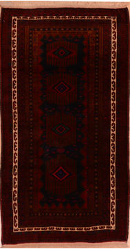 Baluch Red Hand Knotted 3'8" X 6'6"  Area Rug 100-110188