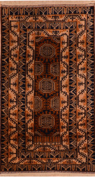 Baluch Brown Hand Knotted 3'9" X 6'6"  Area Rug 100-110189