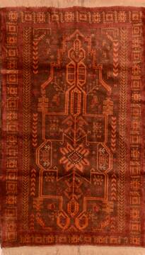 Baluch Brown Hand Knotted 3'8" X 6'3"  Area Rug 100-110206