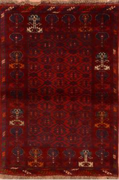 Afghan Khan Mohammadi Red Rectangle 4x6 ft Wool Carpet 110220