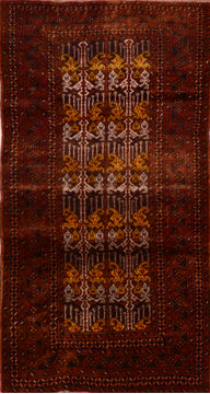 Baluch Brown Hand Knotted 3'6" X 6'9"  Area Rug 100-110221