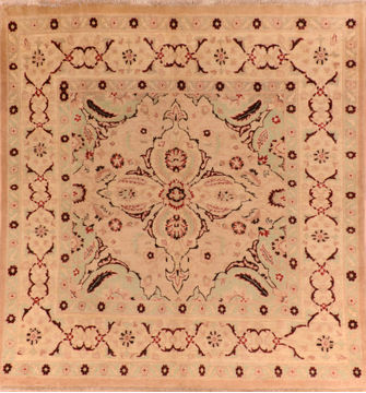 Pakistani Baluch Beige Square 5 to 6 ft Wool Carpet 110257