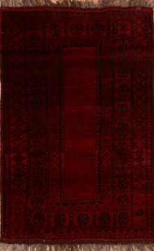 Khan Mohammadi Red Hand Knotted 3'6" X 5'4"  Area Rug 100-110306