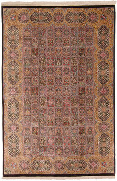 Persian Qum Yellow Rectangle 7x10 ft silk Carpet 110516