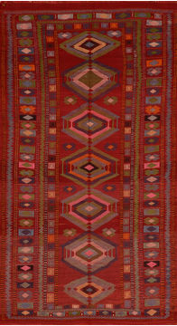 Kilim Red Flat Woven 5'0" X 9'5"  Area Rug 100-110700