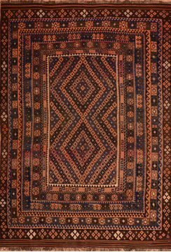 Afghan Kilim Multicolor Rectangle 9x13 ft Wool Carpet 110754