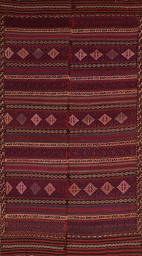 Afghan Kilim Red Rectangle 7x10 ft Wool Carpet 110784