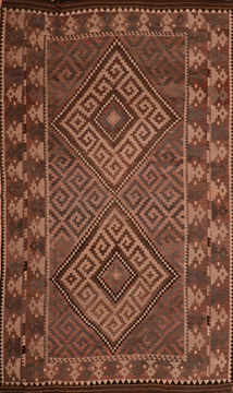 Afghan Kilim Brown Rectangle Odd Size Wool Carpet 110827