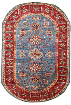 Pakistani Kazak Blue Oval 5x8 ft Wool Carpet 110924