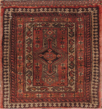 Afghan Baluch Brown Square 4 ft and Smaller Wool Carpet 110964
