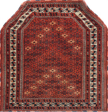 Baluch Red Square Hand Knotted 3'1" X 3'5"  Area Rug 100-111030