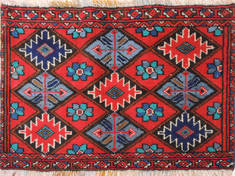 Baluch Red Hand Knotted 1'4" X 2'0"  Area Rug 134-111117
