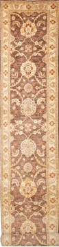 Afghan Chobi Brown Runner 16 to 20 ft Wool Carpet 111962
