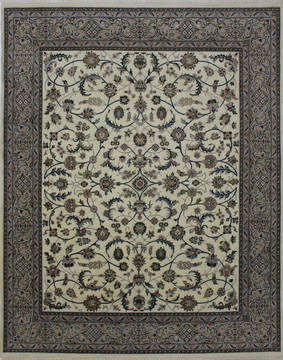 Indian Nain Beige Rectangle 8x10 ft wool and silk Carpet 112045