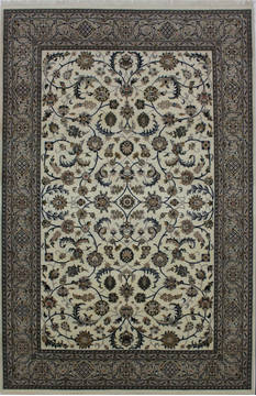 Indian Nain Beige Rectangle 7x10 ft wool and silk Carpet 112047