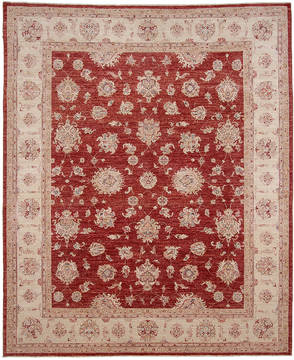 Pakistani Ziegler Red Rectangle 8x10 ft Wool Carpet 112053
