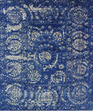 Agra Blue Hand Knotted 7'10" X 9'7"  Area Rug 902-112114