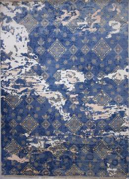 Modern Blue Hand Knotted 9'0" X 12'4"  Area Rug 905-112233