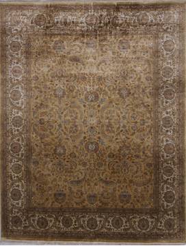 Indian Jaipur Yellow Rectangle 8x10 ft Silk Carpet 112276