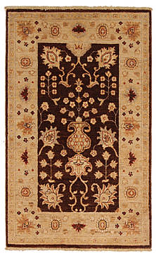 Pakistani Ziegler Beige Rectangle 2x4 ft Wool Carpet 112397