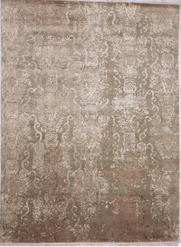 Modern Green Hand Knotted 9'0" X 12'1"  Area Rug 905-112408