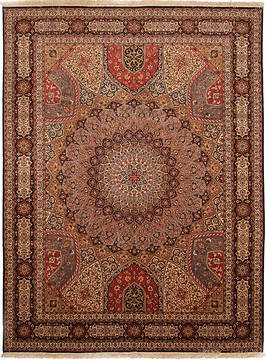 Persian Tabriz Multicolor Rectangle 10x13 ft Wool and Silk Carpet 112416
