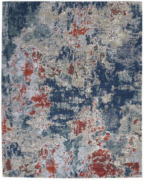 Nourison Artworks Blue Rectangle 8x11 ft Wool Carpet 112696