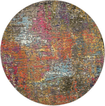 Nourison Celestial Multicolor Round 4 ft and Smaller Polypropylene Carpet 112842