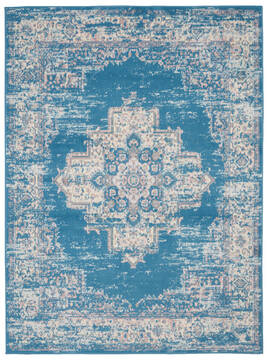 Nourison Grafix Blue Rectangle 4x6 ft Polypropylene Carpet 113328