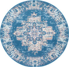 Nourison Grafix Blue Round 5 to 6 ft Polypropylene Carpet 113329