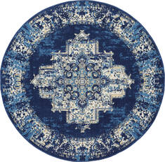 Nourison Grafix Blue Round 5 to 6 ft Polypropylene Carpet 113345