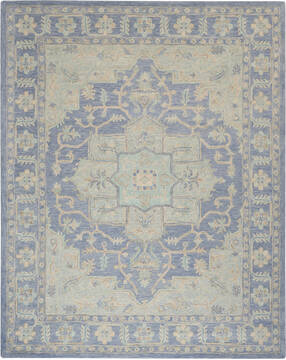 Nourison Jazmine Blue Rectangle 8x10 ft Wool Carpet 113446