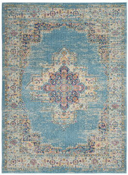 Nourison Passion Blue Rectangle 5x7 ft Polypropylene Carpet 114452